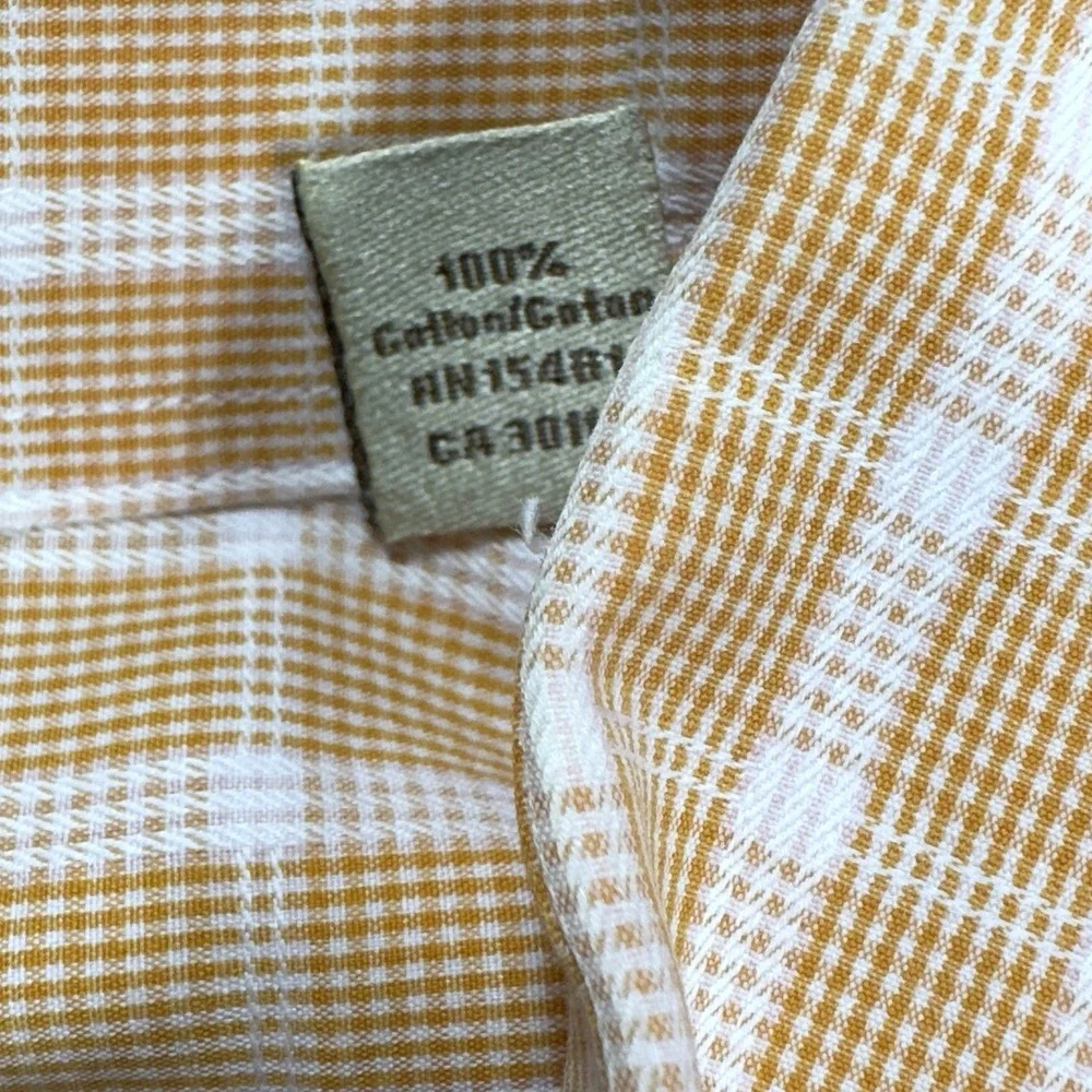 Tommy Bahama Mens Orange Plaid Button Down Long Sleeve Dress Shirt 17.5 36/37 XL